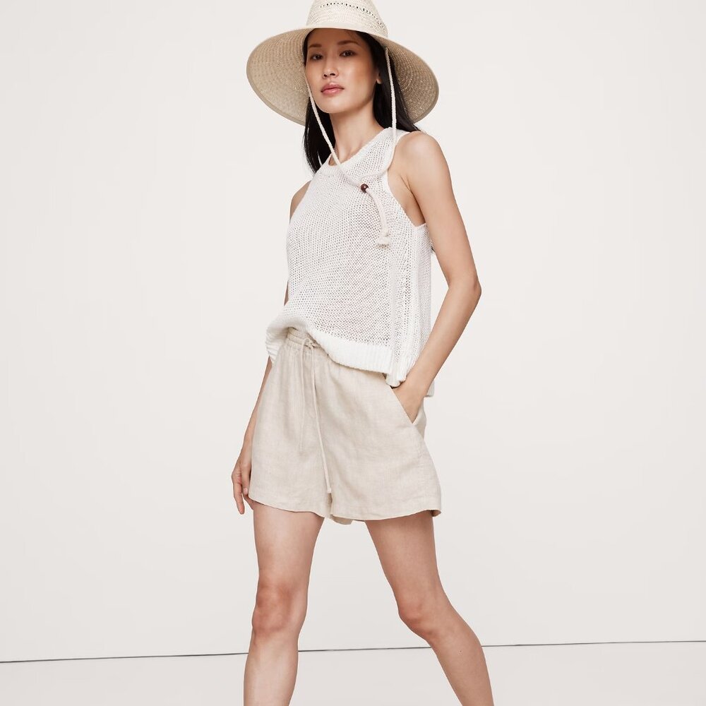 Banana Republic Khaki Linen Blend Pull-On 4" Short